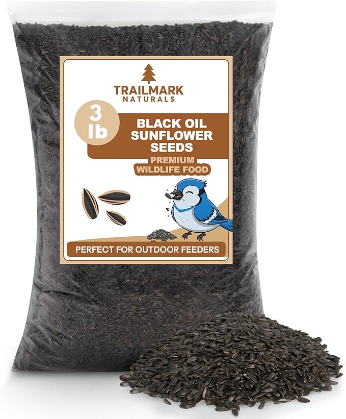 3 LB Black Oil Sunflower Seeds for Birds – Premium Wildlife & Bird Food – Grown in USA - Non-GMO - Black Oil Sunflower Seeds for Wild Birds and Backyard Feeders