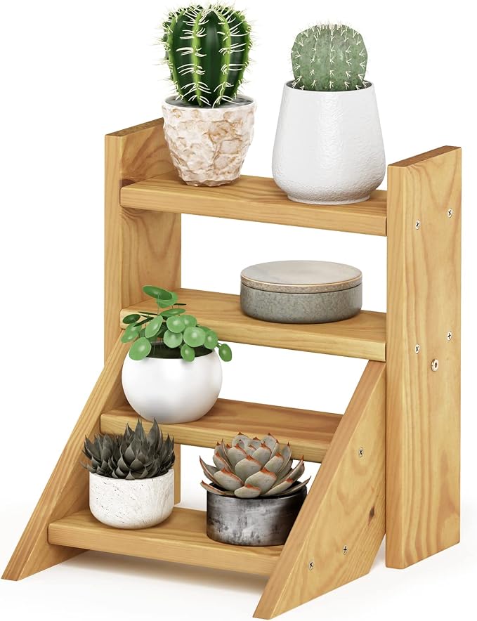 Furinno Tioman Outdoor Staircase Design Plant Stand, Pine Wood