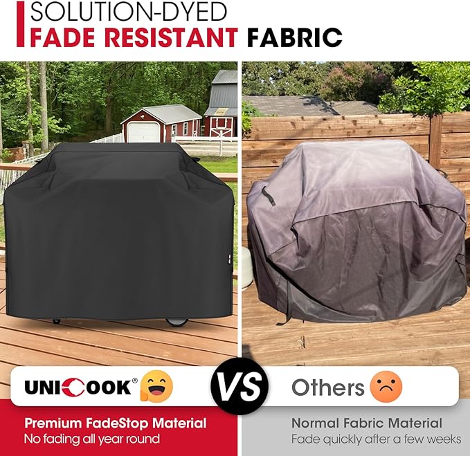 Unicook 82 Inch Grill Cover for Outdoor Grill, Oversized BBQ Cover with Side Handles and Air Vents, Heavy Duty Waterproof Fade Resistant, Compatible with Weber Charbroil Nexgrill Kenmore BBQs