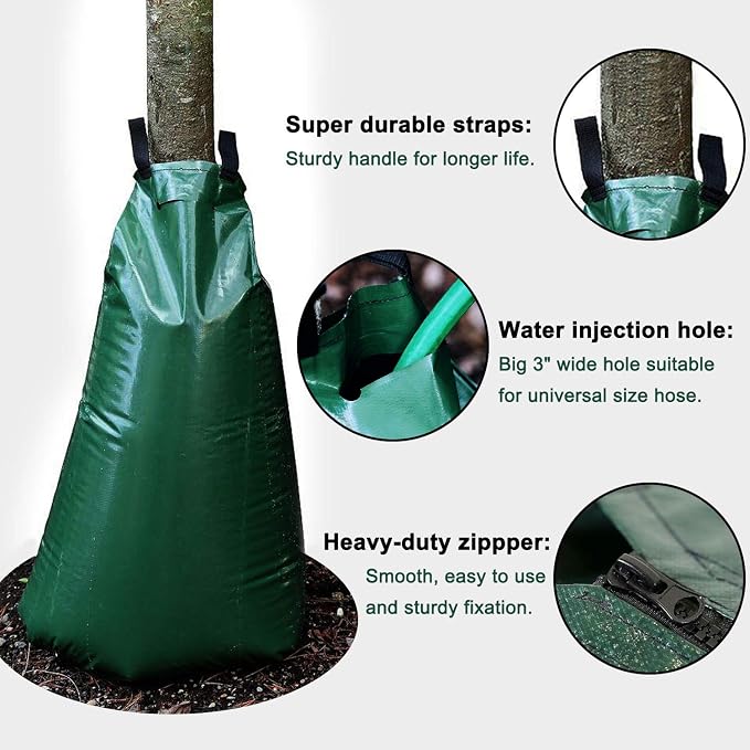 3 Pack 20 Gallon Tree Watering Bags, Reusable, Heavy Duty, Slow Release Water Bags for Trees, Premium PVC Tree Drip Irrigation Bags