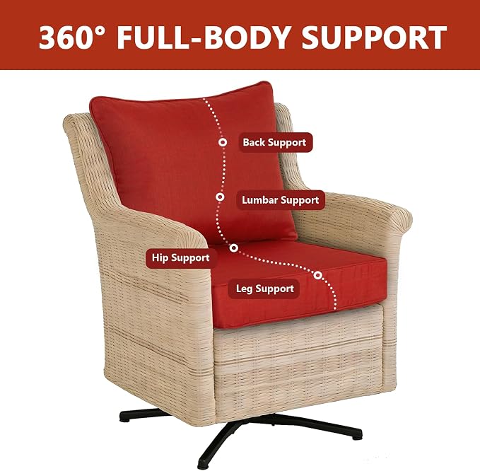 Goodgoods 24 x 24 Outdoor Patio Deep Seat Cushions 2-Pack, 1000+ Hours Fade-Resistant & Water-Resistant Outdoor Furniture Chair Cushions with 30D High-Resilience Foam for Sofa Chair, Quarry Red