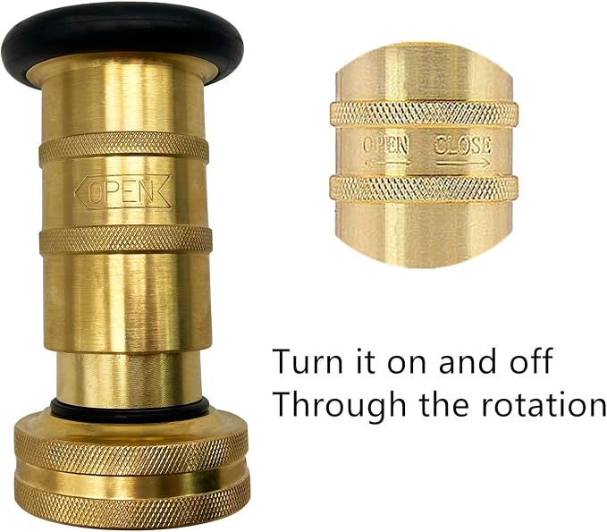 SAFBY Fire Hose Nozzle Brass Fire Equipment Spray Jet Fog (1" NH/NST)