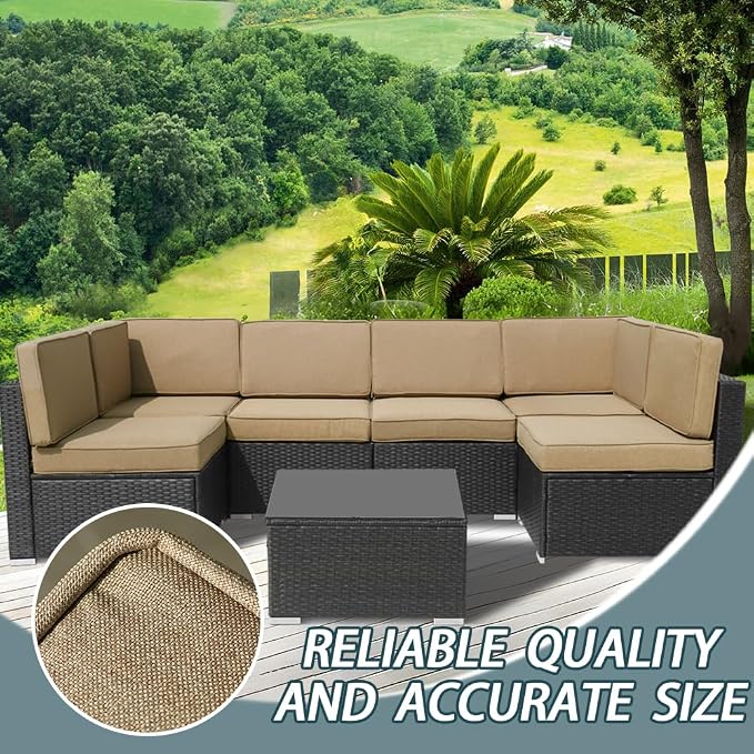 14Pcs Outdoor Cushion Covers Replacement Washable w/Zipper for 6-Seaters Sofa Patio Slipcovers Set Seat and Back Covers Only-23.6x23.6x4inch