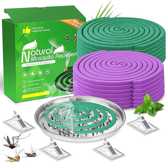 Extra Strong Mosquito Repellent Coils, 28 Pack Large Outdoor Coils for Patios and Camping, DEET Free, Long Lasting 7 to 8 Hours Burning Time, Effective Outdoor Insect Bug Control Portable Incense