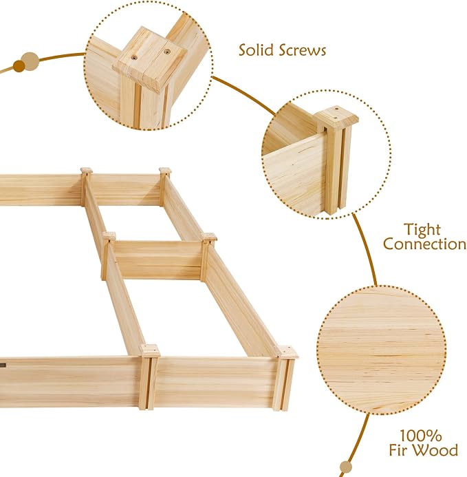 COSTWAY Garden Bed, Wooden Planter Box Stand with Large Planting Space for Vegetables, Fruit, Herbs, Flower, Garden Planting Bed for Backyard, Patio, Balcony