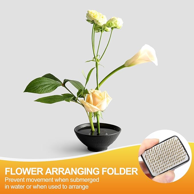 PATIKIL 1.4"x2" Flower Frog, Brass Flower Arrangement Holder Square Floral Pin Frogs Ikebana Arranger Tool for Vase Supplies Home Office DIY Craft, Gold