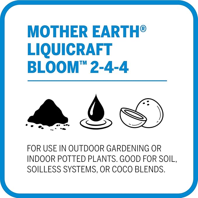 Mother Earth Products LiquiCraft Grow 4-3-3 and Mother Earth LiquiCraft Bloom 2-4-4 Liquid Fertilizer Bundle, 1 Quart Each,White