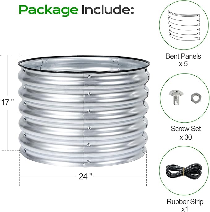 Aoodor 2 Pack 17" Tall 24" Metal Raised Garden Bed, Outdoor Planter Box and Raised Garden Kit for Vegetables, Flowers, and Herbs, Silver