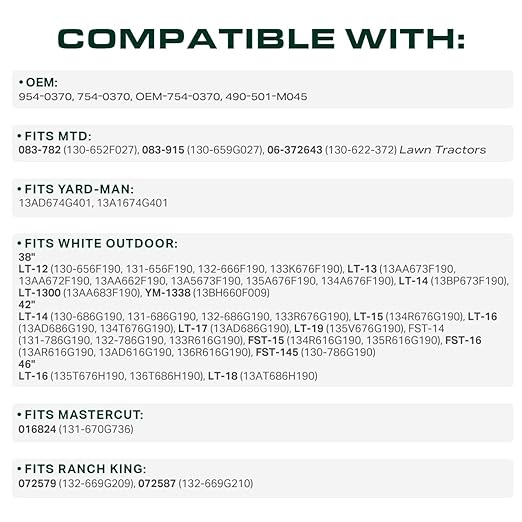 UDC Parts 754-0370 Upper Drive Belt Replacement for MTD 954-0370 OEM-754-0370 490-501-M045 Troy Bilt Yard Man White Outdoor Lawn Tractors/Aramid Cord / 48.00 inches