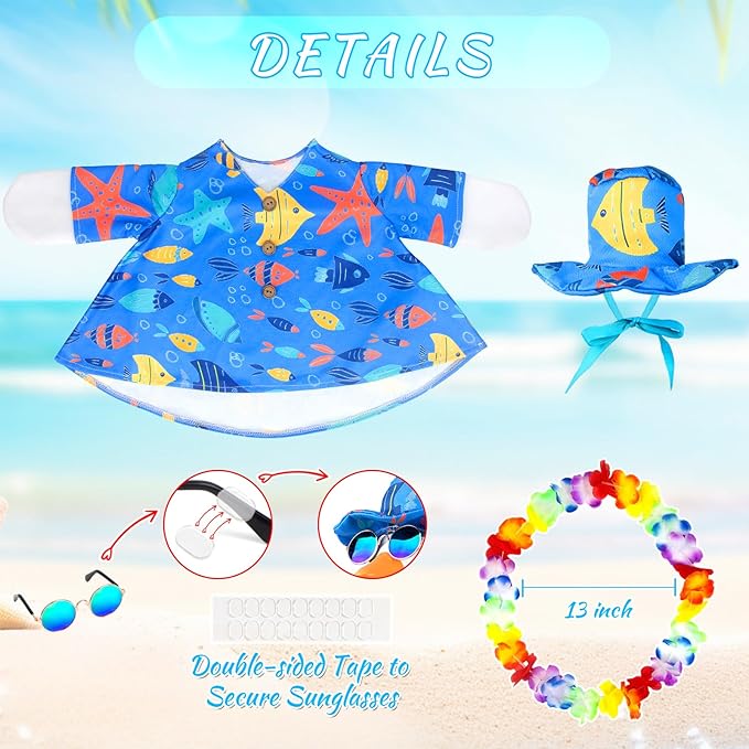 Hawaiian Goose Outfit Summer Porch Goose Outfits Bikini Goose Clothes Cute Goose Costume for Outdoor Garden Yard Decor(Beach Blue)