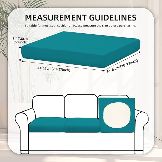 8Pcs Stretch Patio Cushion Covers,Outdoor Couch Covers Replacement,Outdoor Couch & Sofa Slipcovers,for Patio Furniture Cushion Covers,Washable Reusable Furniture Protector (Peacock Blue,Cover Only)