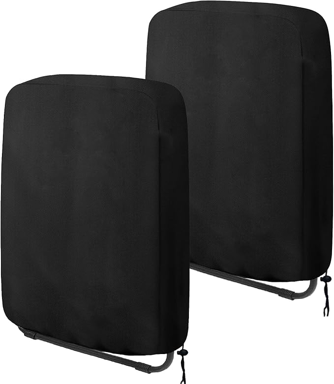 Oslimea Zero Gravity Chair Covers 2 Pcs, Folding Patio Chair Covers All Weather Waterproof Dustproof with Storage Bag, 32.3" W x 7.9" D x 36.6" H, Black