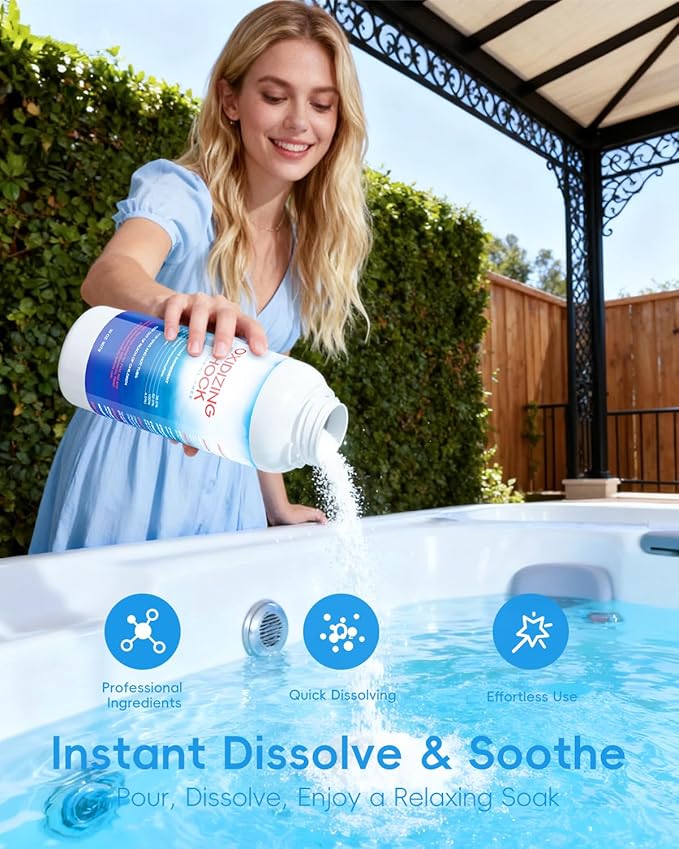 POOLHOUR 32 Oz Non-Chlorine Oxidizing Shock for Hot Tub, Oxidizer for Spas and Swimming Pools, Hot Tub Shock, 2 Pack