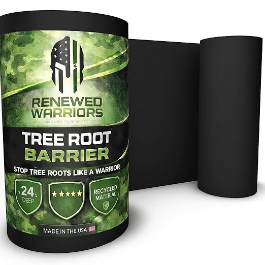 Tree Root Barrier Roll, HDPE Plastic Root Barrier Shield for Trees Aspens Invasive Roots, Puncture Resistant Easy Install Landscape Barrier for Yard Garden 24inx15Ft - 62.5mil