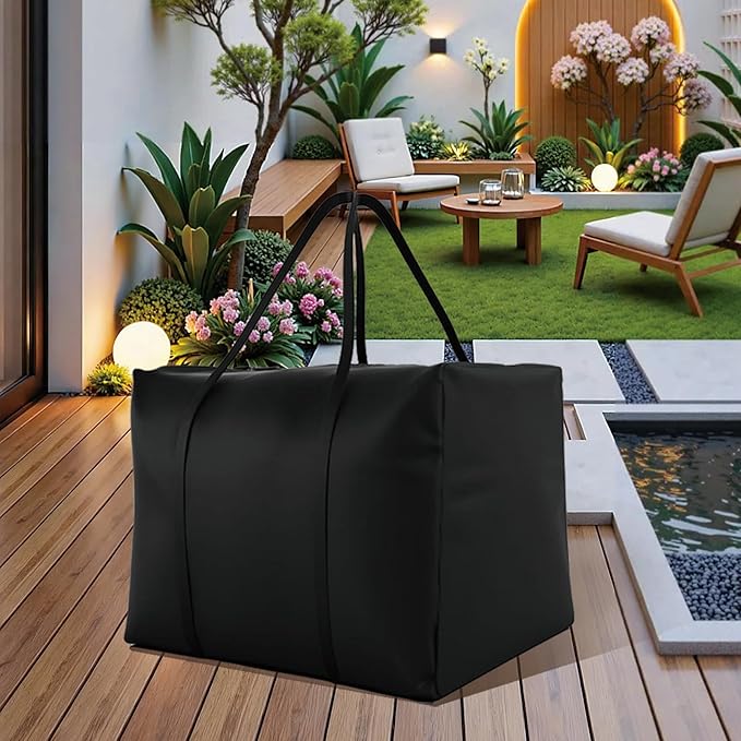 Waterproof Patio Cushion Storage Bag - 32 × 32 × 24 Inch Heavy Duty 600D Oxford Outdoor Cushion Organizer, Dustproof & UV Protection with Upgraded Fabric & Reinforced Zipper