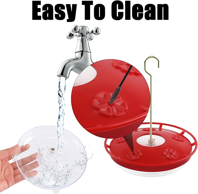 FEED GARDEN Hummingbird Feeders for Outdoors, 2 Pack 16oz Leak-Proof Disc Feeder with Built-in Ant Moat, 5 Feeding Ports, Wide Mouth Easy Clean, BPA-Free Plastic for Garden Patio Backyard