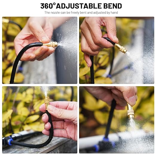 Thiswing 360° Adjustable Drip Irrigation System - 40 FT Automatic Garden Watering System with 13 Nozzles, Raised Bed Sprinkler System, Garden Mister for Yard, Lawn, Plants, 5/16" Tubing
