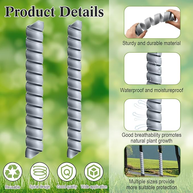 Wesiti 20 Pcs Tree Trunk Protector Plastic Spiral Trunk Tree Wrap Guard Bark Tube Protectors to Protect Bark Saplings from Deer Cats Rodents Rabbit Mowers (Grey)