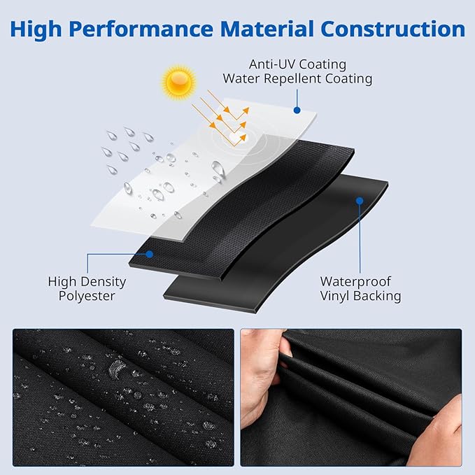 SunPatio Outdoor Ottoman Cover, Waterproof Square Coffee Table Cover, Patio Furniture Covers Side Table Cover, All Weather Protection, 22W x 22D x 18H, Black