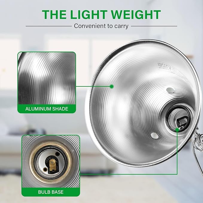 Simple Deluxe Clamp Light with 5.5 Inch Adjustable Aluminum Reflector, Suit for E26 Socket Max 60 Watt Lamp (No Bulb Included), 6 Feet 18/2 SPT-2 Cord, 2 Pack