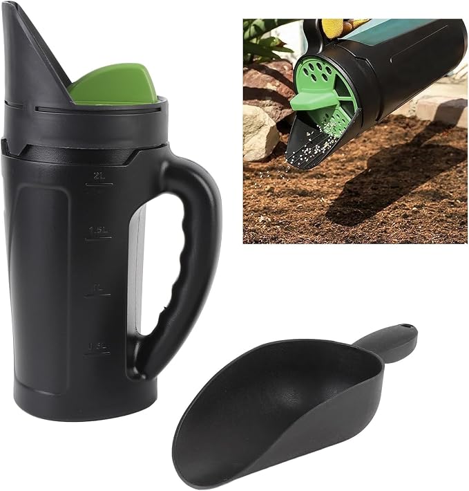 Hand Spreader for Salt Sand, 80oz Manual Seeder with 3 Openings, Ergonomic Handle, PE, PP, ABS, Portable, Easy to Use, for Garden with Soil and Fertilizer