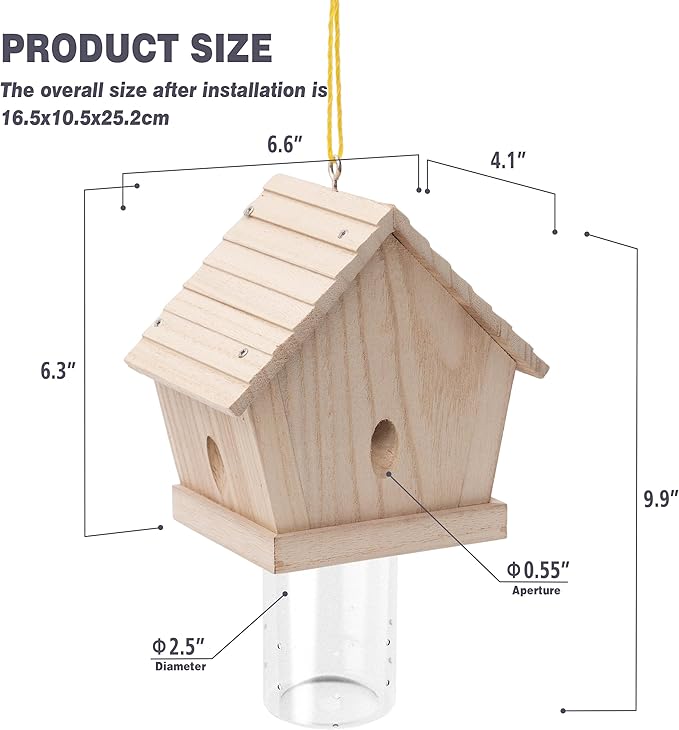 GRTRE 4 Pack Wood Carpenter Bee Trap for Outside - Nature Chalet Style Carpenter Bee Traps Outdoor Hanging