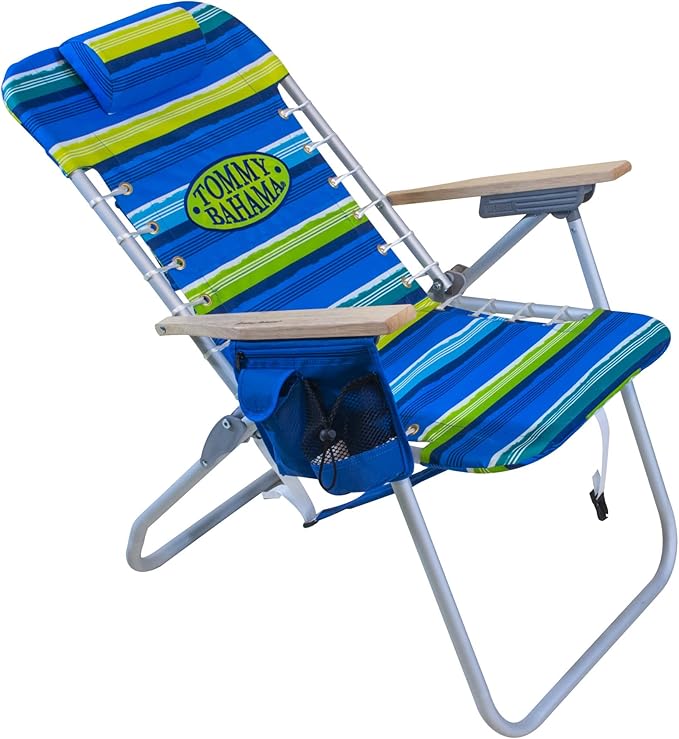 Tommy Bahama Hi-Boy 17" Seat Height 4-Position Lace-Up Suspension Folding Beach Backpack Chair