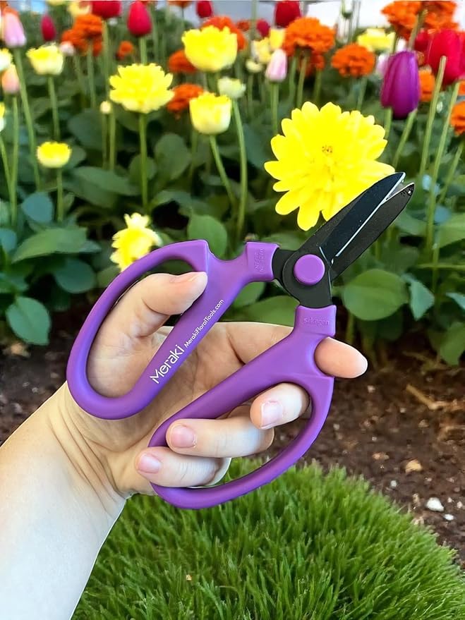 Garden Pruning Shears Scissors Black Carbon Steel Blades 7.0 In, Mokara - Purple