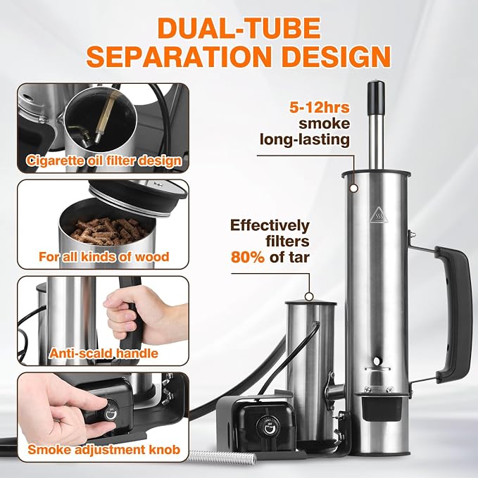 Cold Smoke Generator, 2026 Portable Electric Smoke Generator with Air Pump, Smoke Tube for Pellet Smoker, Cold Smoking Accessory for Cheese, Salmon, Adjustable Smoke Volume, Fits for Grills & Smokers