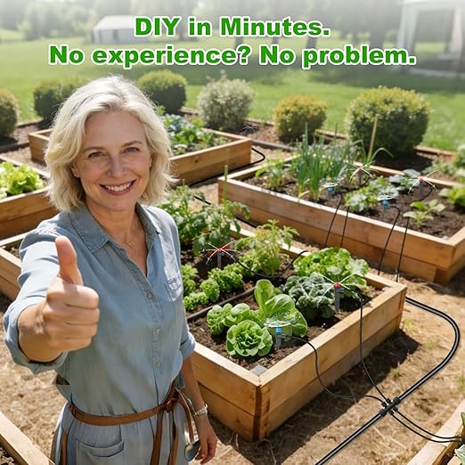 250FT Drip Irrigation System Kit New Quick-Connect, Automatic Garden Watering Misting System for Greenhouse, Yard, Lawn, Plant with 5/16 inch Hose 1/4 inch Distribution Tubing and Accessories