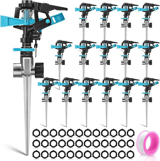 16 Pack Lawn Sprinklers for Yard Bulk Heavy Duty Water Sprinkler Head Adjustable 360 Degree Rotating Water Sprinklers Above Ground for Lawn Garden Flower Grass Irrigation Playtime
