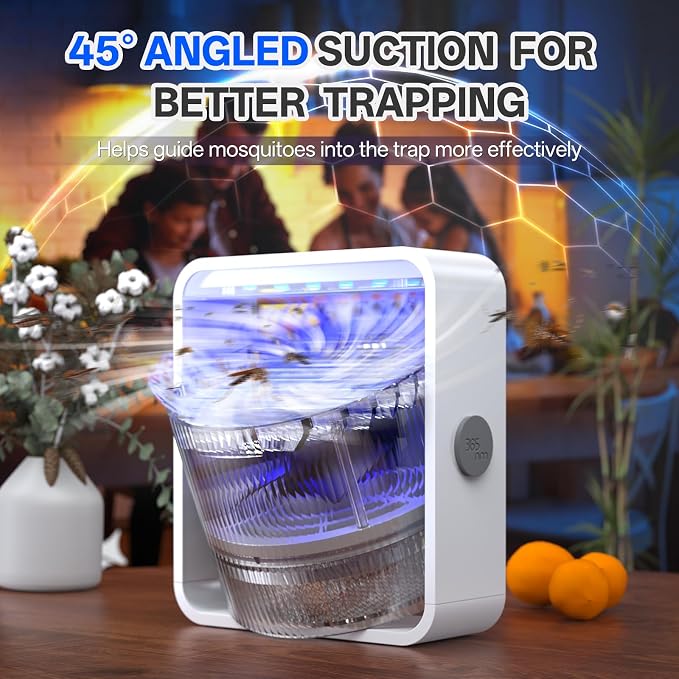 Fruit Fly Traps for Indoors, Gnat and Insects Catcher for House with UV Light, Fan Suction, Ideal for Garage, Kitchen, Patio, Plant Pots, Bedroom, 5 Sticky Pads Included, USB-C Powered