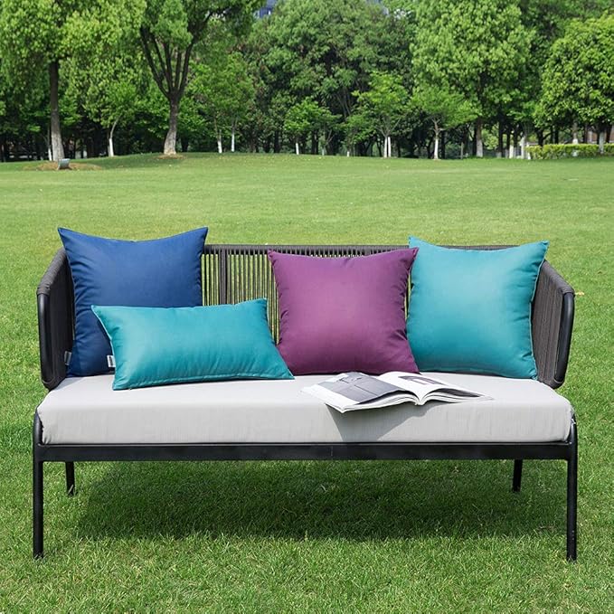 MIULEE Pack of 2 Decorative Outdoor Waterproof Pillow Covers Square Garden Cushion Sham Throw Pillowcase Shell for Spring Patio Tent Couch 16x16 Inch Purple