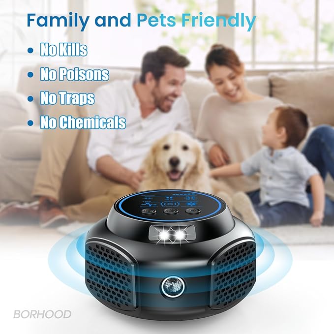 Ultrasonic Pest Repellent Plug-in, Electronic Mouse Traps & Insect Repellent, Pest Control for Rodent, Roach, Ant, Squirrel, Spider, Bugs, Mouse, Rat, Bat for Home, Office, Warehouse Black 2 Pack
