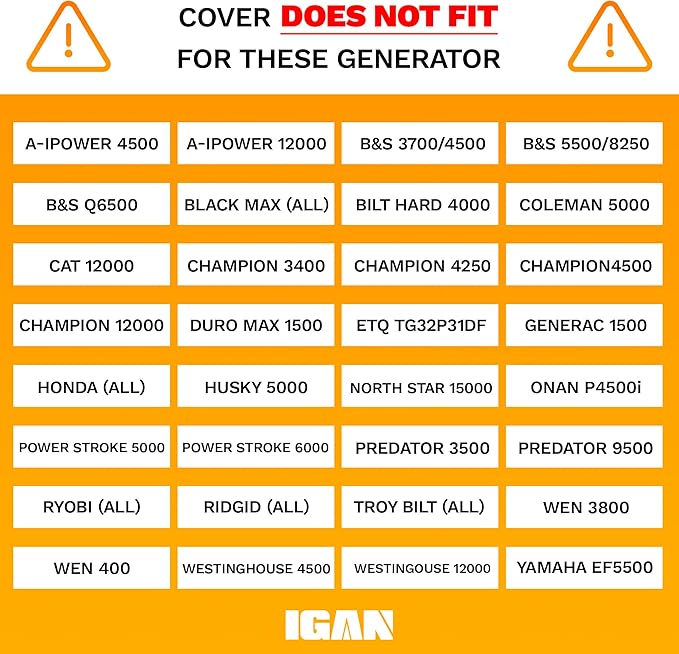 IGAN Generator Covers While Running Pro-Max for most 3500w-12000w Generators - Ultra Heavy Duty Generator Covers for Outside with Windproof Kit - Portable Waterproof Generator Cover, Black