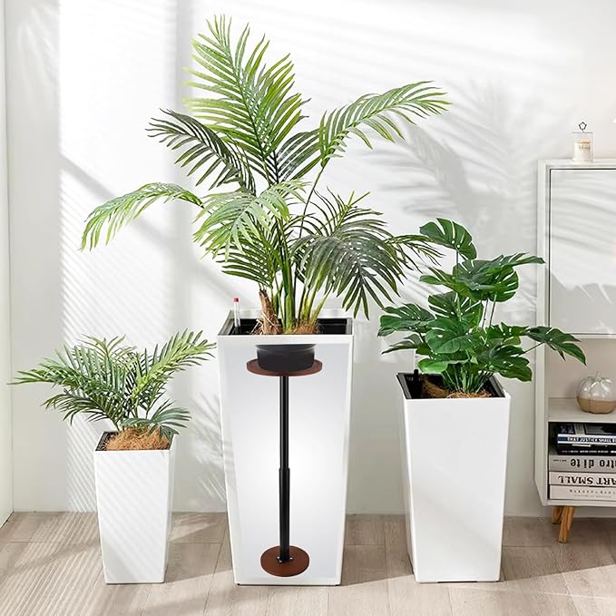 LUTTY 2Set Wooden Adjustable Plant Risers for Inside Pot,7.9-13.8 inches Tall Tapered Plant Riser Fill Bottom of Tall Flower Pots and Large Plants Containers, Rise Filler Riser of Flower Pots