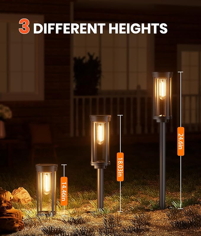NEWMESSI 12 Pack Solar Pathway Lights Outdoor IP65 Waterproof Super Brightness Solar Powered Landscape Path Lights for Outside Walkway Driveway Garden