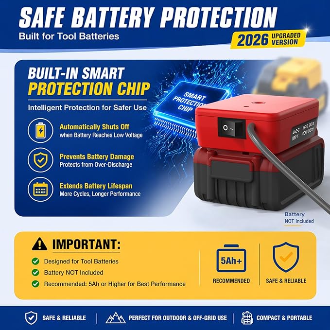 Deckit Starlink Mini Battery Adapter,Compatible with Milwaukee M18 Battery, Portable Power Converter for Off-Grid Internet with Switch, Low Voltage Protection & Multi-Port, Includes 5FT DC Cable & Bag