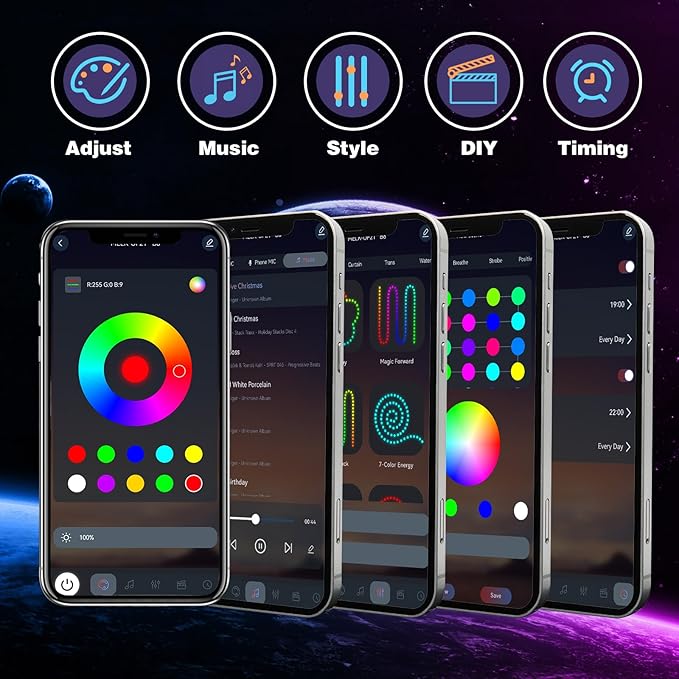 KSIPZE Permanent Outdoor Lights Waterproof IP67, Smart RGB+IC Eaves LED Lights with App & Button Control, 200+ Dynamic Scene Modes for House Roof, Garden, Christmas, Party Decor