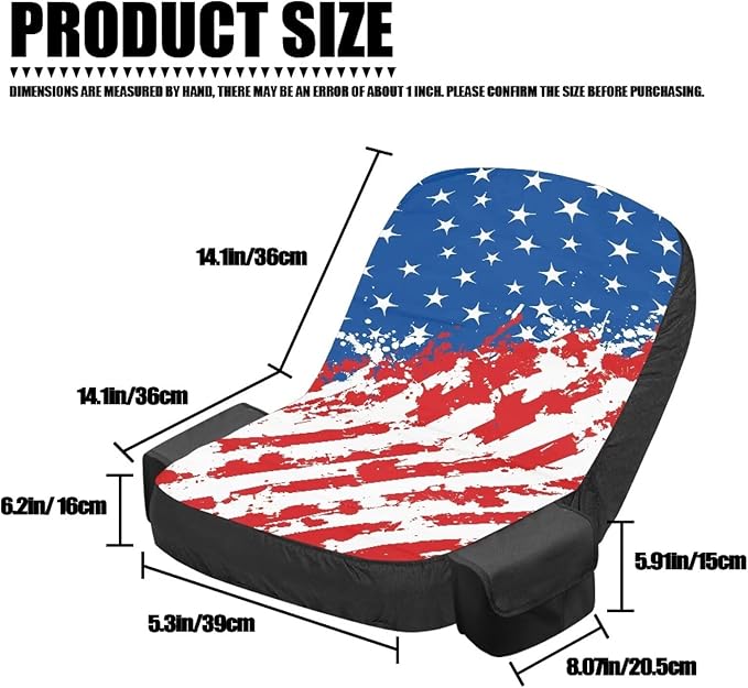 American Flag Tractor Seat Cover with Drink Pouch Breathable Lawn Tractor Seat Cover Compatible with Craftsman Cub Cadet Kubota