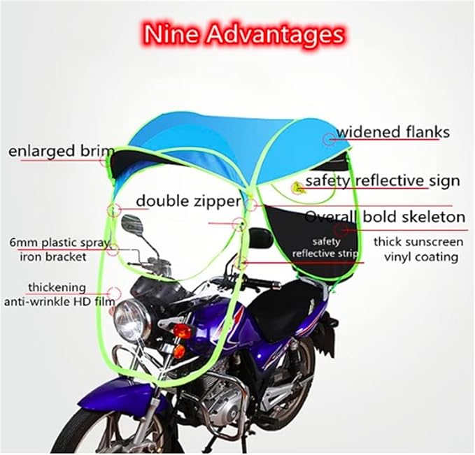 YUANXIN Motorcycle Awning Canopy E-Bike Carport Awning Canopy Storage Motorcycle Rain Shelter Transparent Umbrella Carport (Pink)
