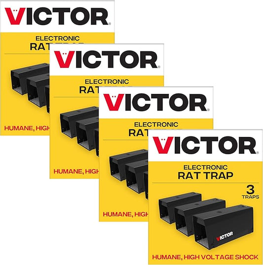 Victor M241BSR-3 Indoor Electronic Rat Trap, Humane Electric Rat Traps Indoor for Home, No Touch, No See Traps, 3 Count (Pack of 4)