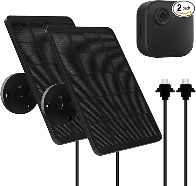 2 Pack Solar Panel for Blink Outdoor 4 (4th Gen) Camera, 4W Solar Panels with USB-C Port, Rubber Plug, IP65 Waterproof, 13.12Ft Cable