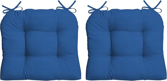 Arden Indoor/Outdoor Rocking Chair Or Wicker Chair Cushion, 2-Pack, 20 x 18, Water Repellent, Rain Proof, Fade Resistant Cushion for Rocking Or Rounded Back Chair Cobalt Blue Texture