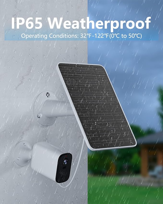 Solar Panel for Security Camera, 5W Solar Panel Charger Compatible with Eufycam 3/3C/2/2 Pro/2C/2C Pro/E/E20/E40/L20/L40/Solo/SoloCam Spotlight, Micro USB&USB-C Port IP65 Waterproof 10ft Cable, 2 Pack