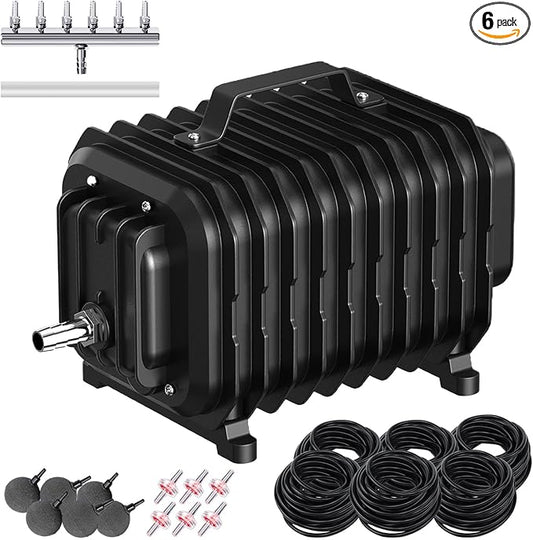 Pond Aerators for Outdoor Ponds, Air Pump for Pond up to 3500 Gallons, Complete Koi Fish Pond Aeration Kit, Oxygenation Bubbler Pump with Air Stones Airline Tubing Check Valves