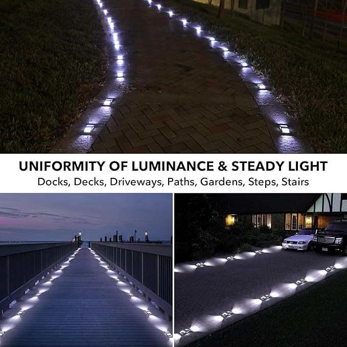AGPTEK Solar Driveway Lights 4 Pack, Solar Deck Lights Outdoor Dock Marine Lights LED Dock Lights Solar Powered Waterproof Driveway Marker Lights for Warning Step, Sidewalk, Pathway, Garden, Yard