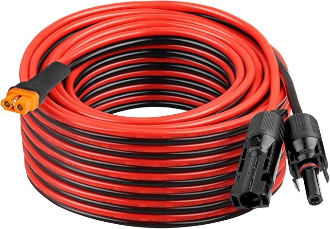 Solar Panel Adapter Cable to XT60i 40FT - 10AWG XT60i Female Solar Cable Tinned Copper Wire with PVC Jacket, XT60i Solar Extension Cable for Power Station and Portable Generator