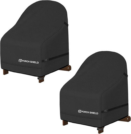 Porch Shield Waterproof Patio Adirondack Chair Cover 2 Pack Fits Outdoor Chairs 28W x 30D x 36H inch, Black