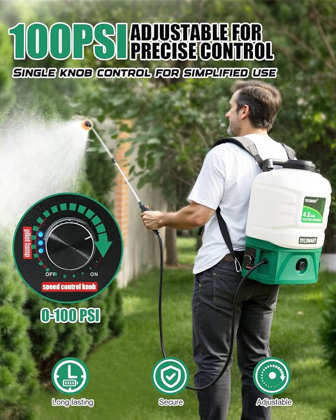 Battery Powered Backpack Sprayer 4 Gallon, 0-100 PSI Strong Electric Sprayer Compatible with Makita 18V Battery, 5 Nozzles, Weed Sprayer for Lawn & Garden, Yard, Fertilizer (Battery Inc)